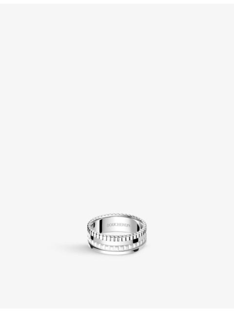 Quatre Double White Edition small 18ct white-gold, white hyceram and 0.26ct round-brilliant cut diam