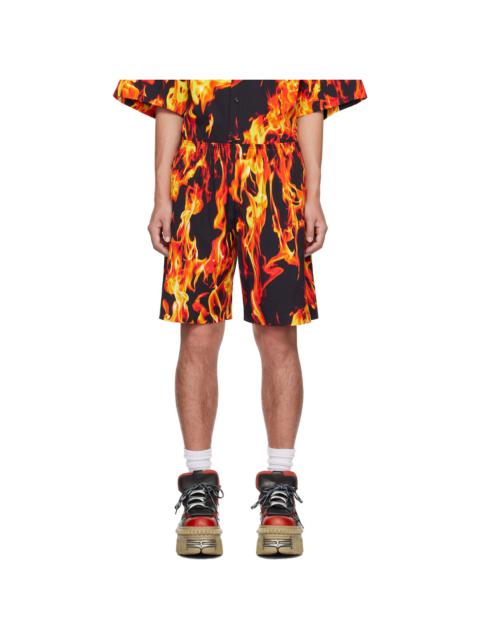 Black & Orange Fire Shorts