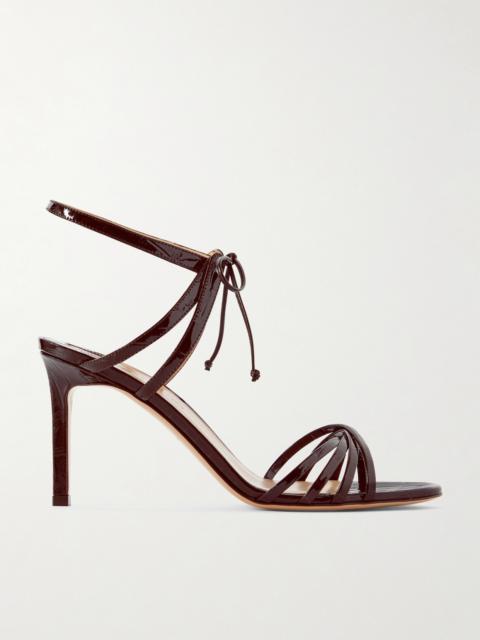 Angelica Croc-effect Leather Sandals