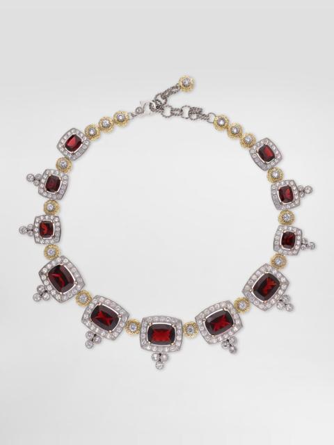 Eleganza Necklace 18-carat white and rose gold, garnets, and sapphires