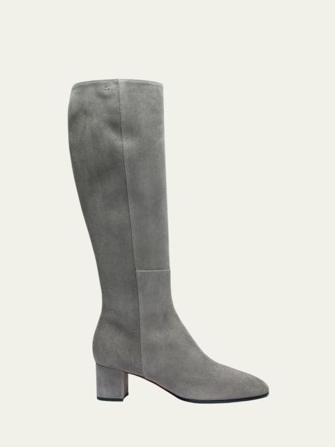 Suede Block Heel Knee Boots