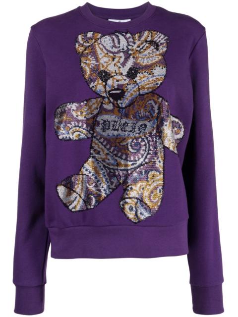 rhinestoned teddy bear-print sweatshirt