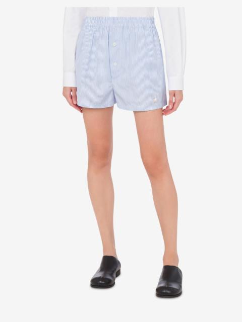 STRIPED POPLIN SHORTS GOOSE EMBROIDERY