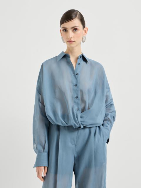 Cotton organza shirt with monili