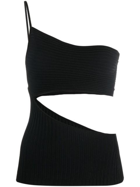one-shoulder cut-out ribbed top