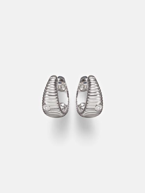 Berlingot Nano 9kt white gold hoop earrings with diamonds