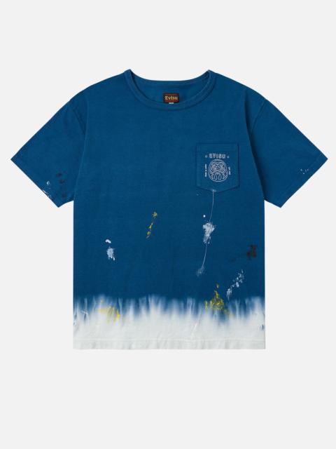 Daruma and Logo Embroidery Regular Fit Dip dyeing T-shirt