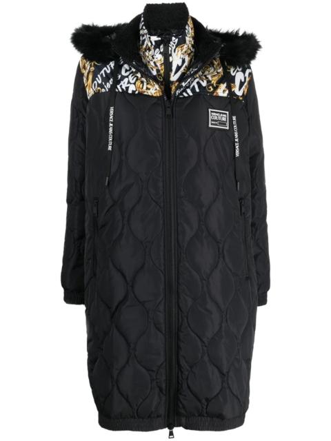 graphic-print quilted coat