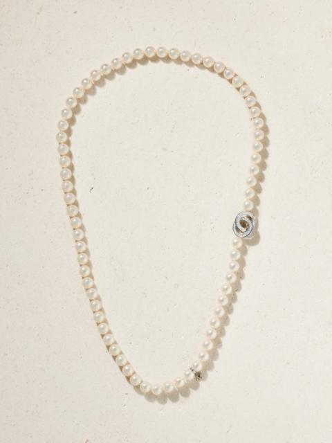 18-karat White Gold Sapphire, Diamond And Pearl Necklace