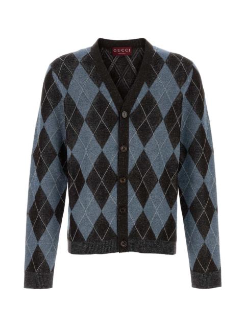 Embroidered Stretch Wool Blend Cardigan