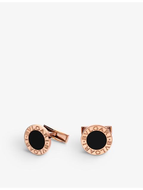 BVLGARI BVLGARI 18ct rose-gold and onyx cufflinks
