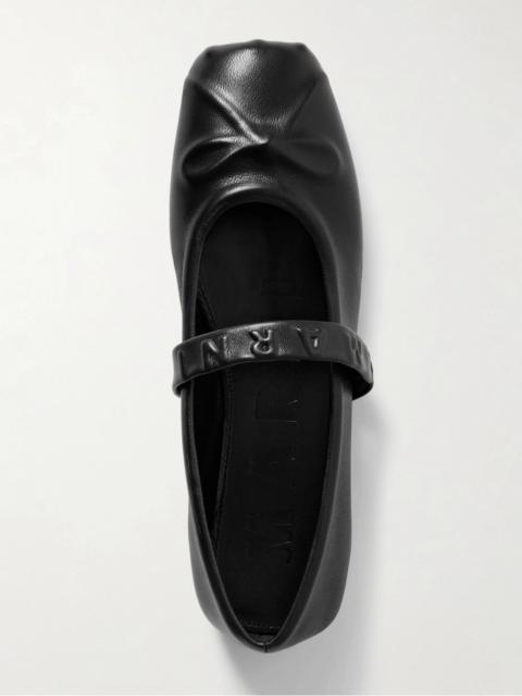 Embossed Leather Mary Jane Ballet Flats