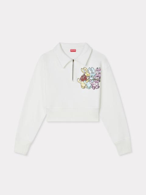 'KENZO Cartoon' embroidered cropped polo sweatshirt in cotton