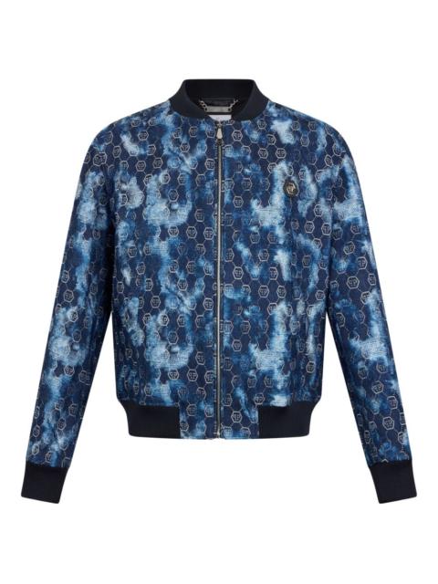 monogram-jacquard bomber jacket