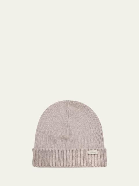 Men's Cashmere Knit Logo-Patch Beanie