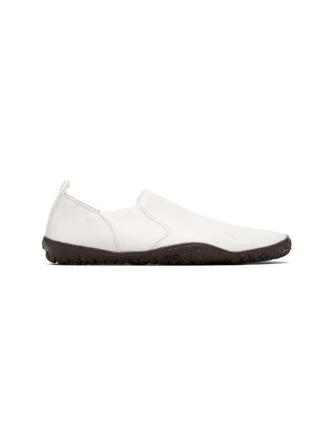 White Vibram Glove Slip On Leather Sneakers
