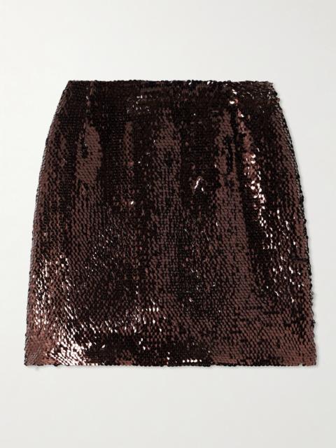 Tropicana Coci Velvet-trimmed Sequined Crepe Mini Skirt