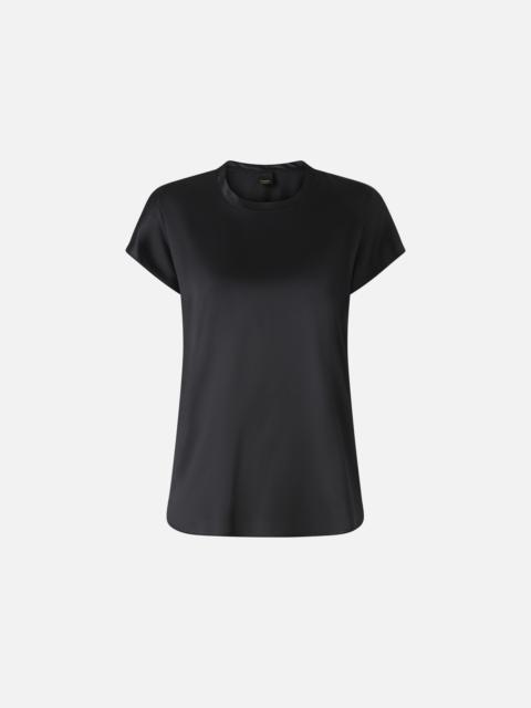 STRETCH SILK SATIN BLOUSE WITH ROUND NECKLINE