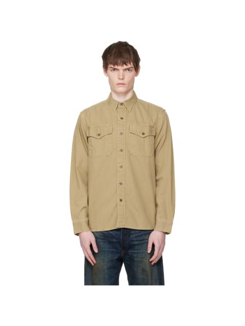 Beige Twill Officer's Work Shirt