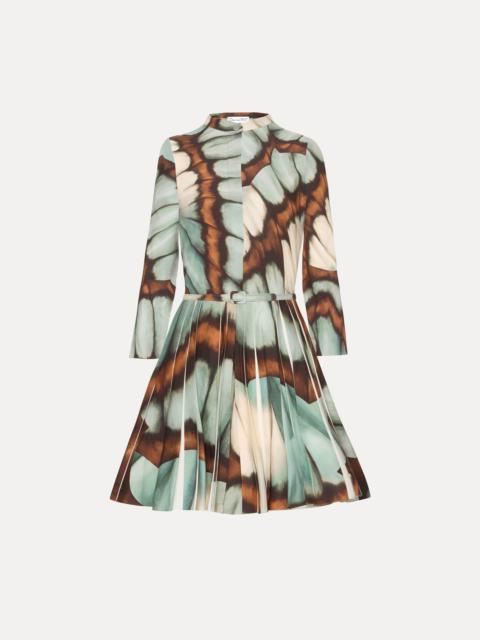 ABSTRACT BUTTERFLY COTTON POPLIN MINI DRESS