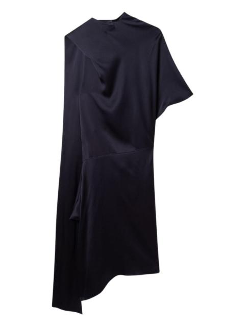 asymmetric draped midi dress