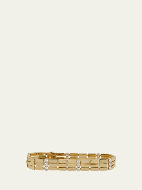 18K Yellow Gold Stepping Stone Multi Bracelet with White Diamonds