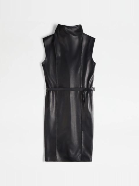 DRESS IN NAPPA LEATHER - GREY