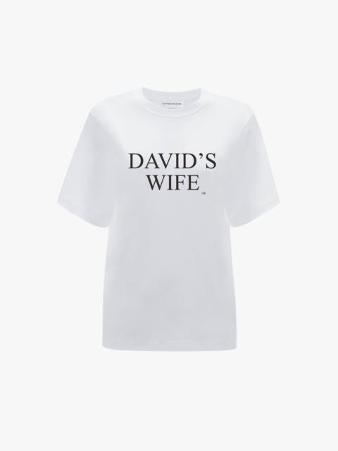David's Wife' Slogan T-Shirt In White