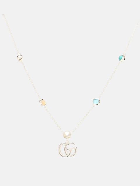 Double G mother-of-pearl and topaz-embellished sterling silver necklace