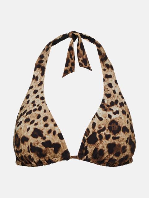 Leopard-print bikini top