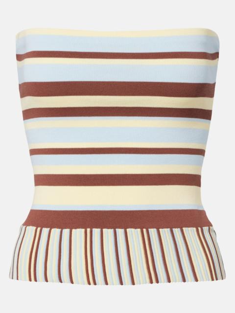 Citara striped cotton-blend tube top