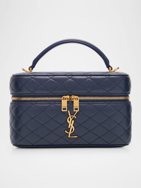 Gabby Mini Vanity Case in Quilted Leather with Gold Hardware