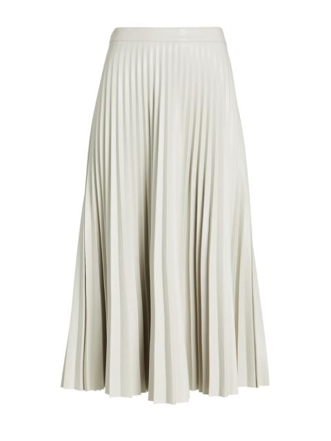 Pleated Faux Leather Midi Skirt