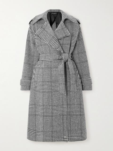 Double-breasted Belted Prince Of Wales Checked Wool-blend Trench Coat