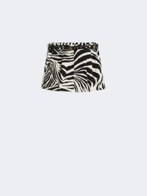 Printed cotton and linen shorts - BLACK