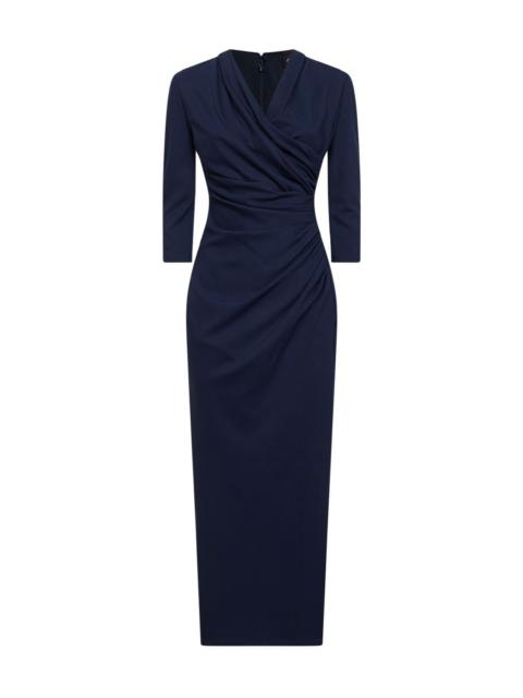 Blue ASV viscose blend Milano-stitch midi dress