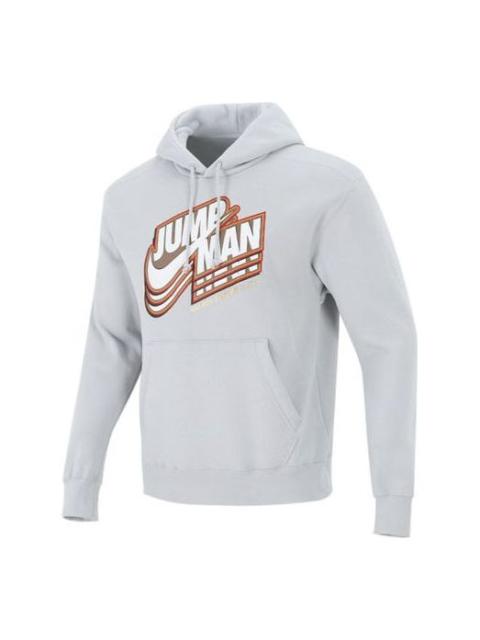 Men's Air Jordan Logo Pattern Fleece Lined Printing Loose Light Grey DC9605-097