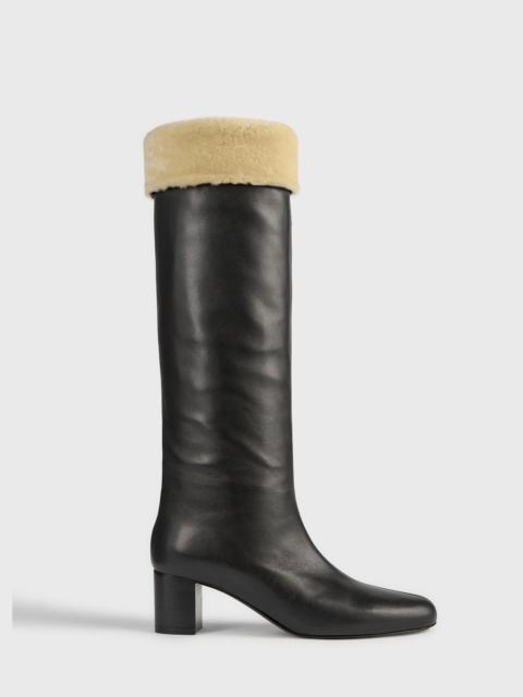 Downtown shearling knee-high boots black/beige