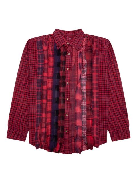 ribbon-detailed plaid shirt