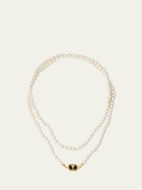 VLOGO Akoya Pearl Layered Ovalette Necklace