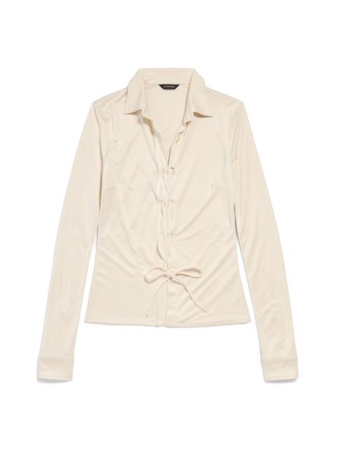 Women's Lace-up Shirt in Champagne Beige