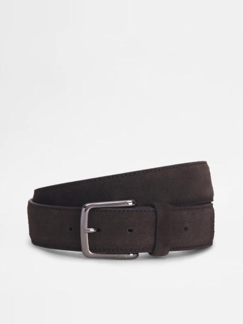 BELT IN SUEDE - BROWN