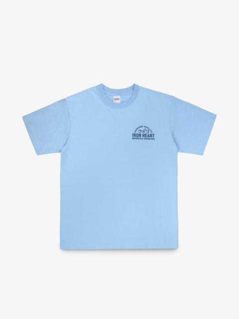 7.5OZ PRINTED LOOPWHEEL CREW NECK T-SHIRT - SAX BLUE