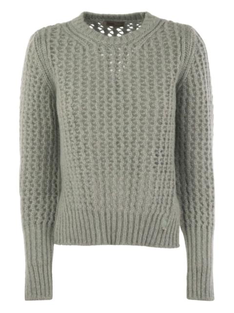 open-knit crew-neck sweater