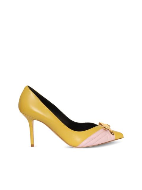 leather bow-detail pumps