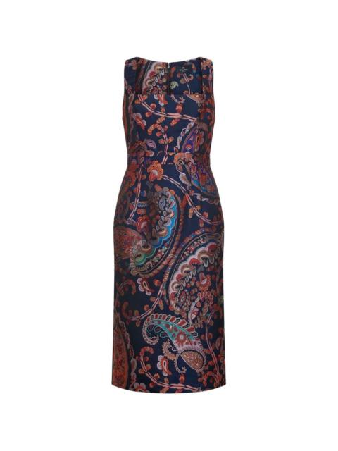 square-neck paisley-pattern dress
