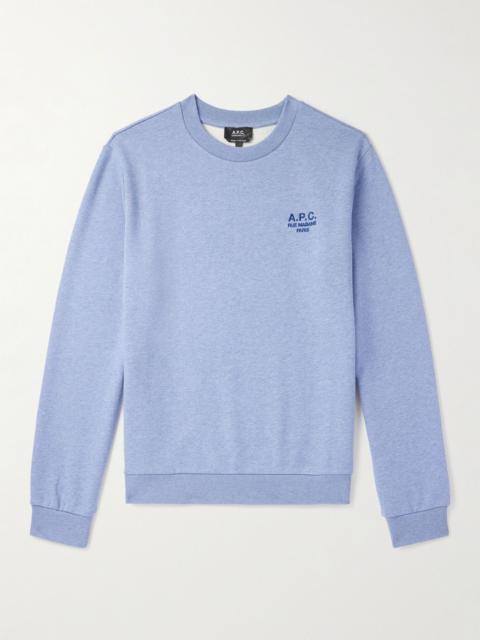 Logo-Embroidered Cotton-Blend Jersey Sweatshirt Blue