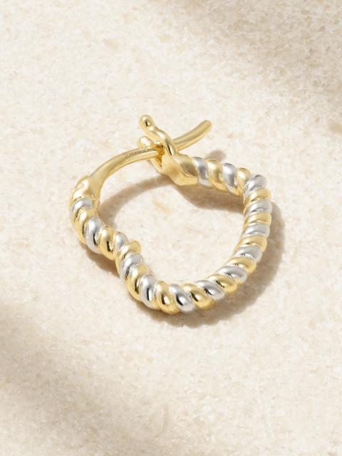 Mini Créole Coeur 9-karat Yellow And White Gold Single Hoop Earring