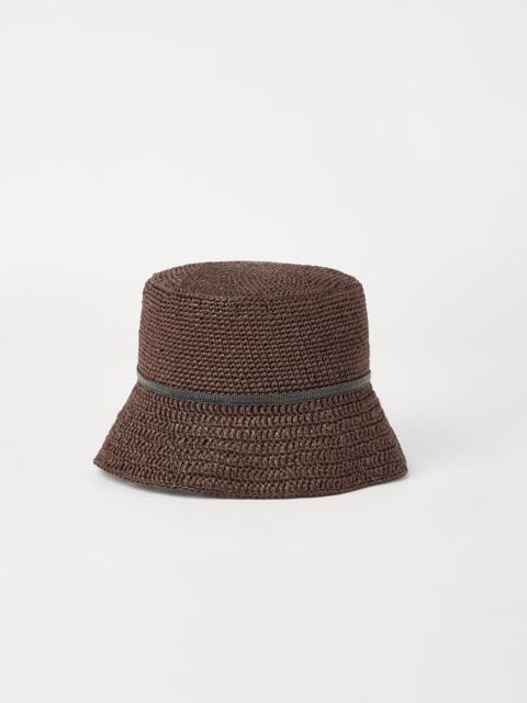 Techno raffia bucket hat with shiny band