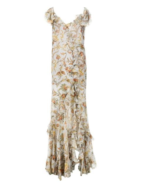 ruffled floral maxi dress